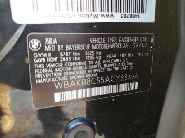 WBAKB8C55ACY63396 - 2010 BMW 750 LI BLACK photo 13