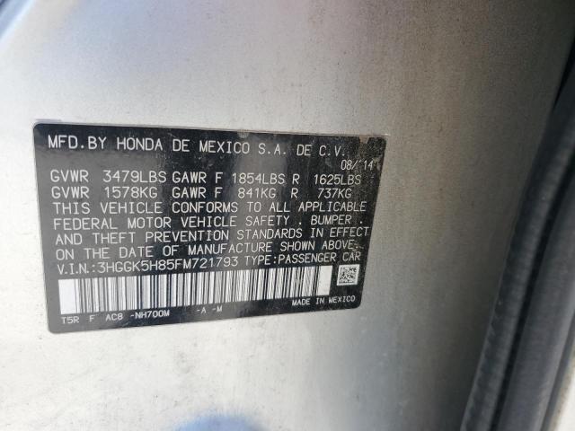 3HGGK5H85FM721793 - 2015 HONDA FIT EX SILVER photo 12