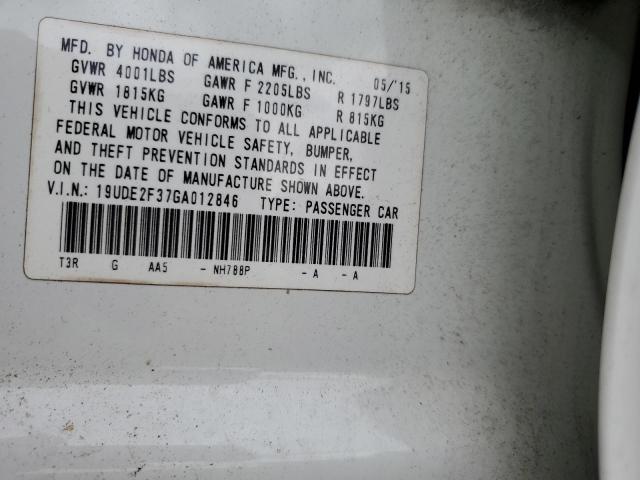 19UDE2F37GA012846 - 2016 ACURA ILX BASE WATCH PLUS WHITE photo 12