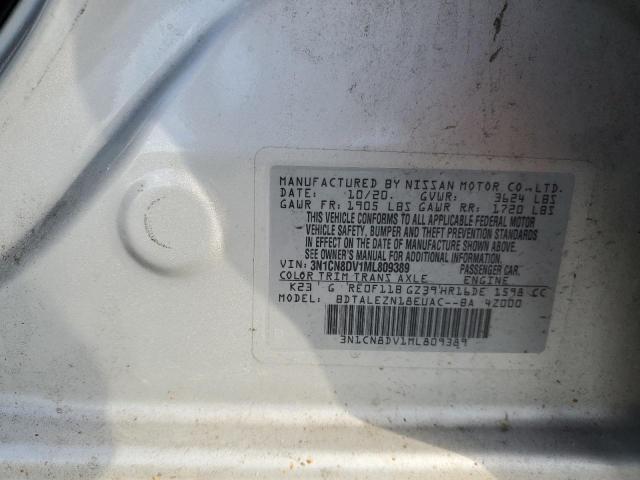 3N1CN8DV1ML809389 - 2021 NISSAN VERSA S SILVER photo 12