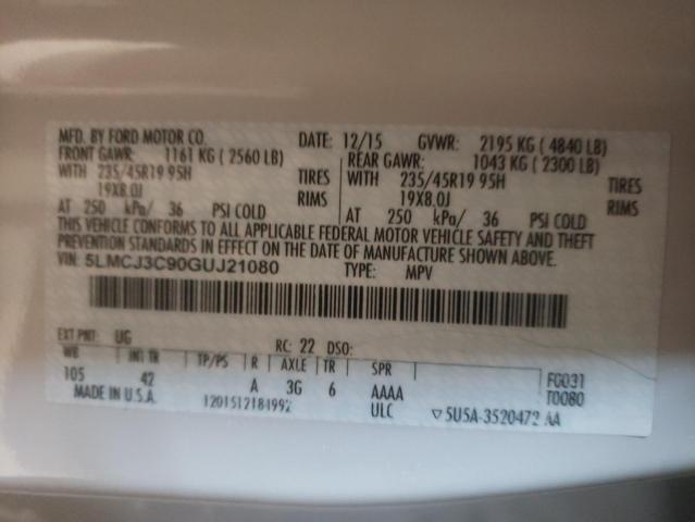 5LMCJ3C90GUJ21080 - 2016 LINCOLN MKC RESERVE WHITE photo 13