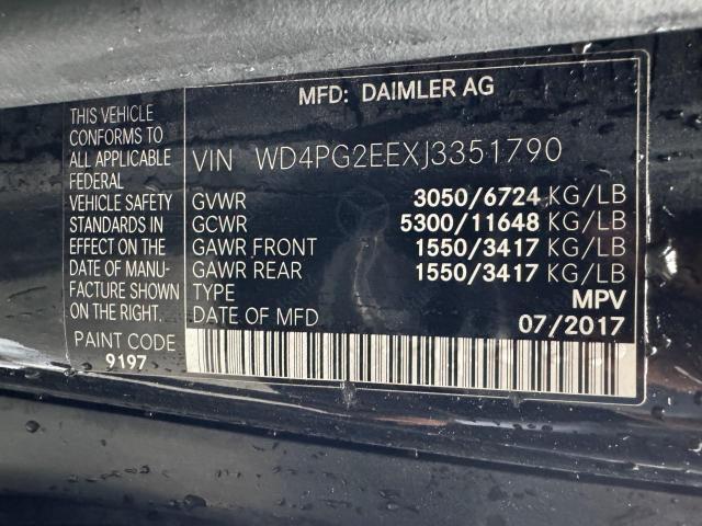 WD4PG2EEXJ3351790 - 2018 MERCEDES-BENZ METRIS BLACK photo 10