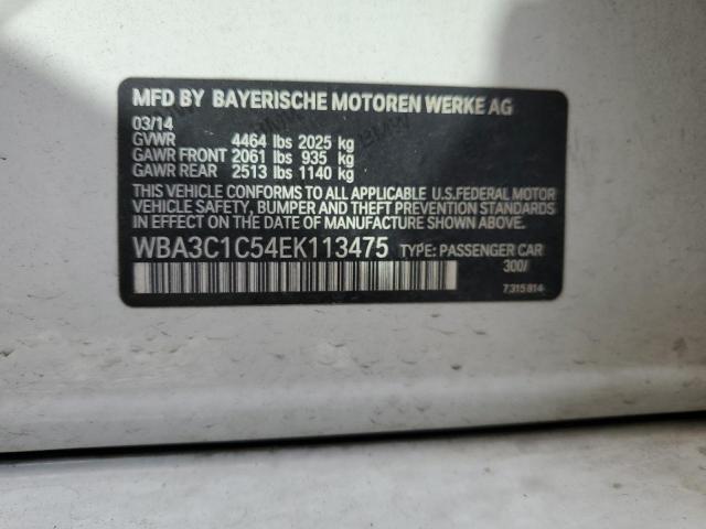 WBA3C1C54EK113475 - 2014 BMW 328 I SULEV WHITE photo 12
