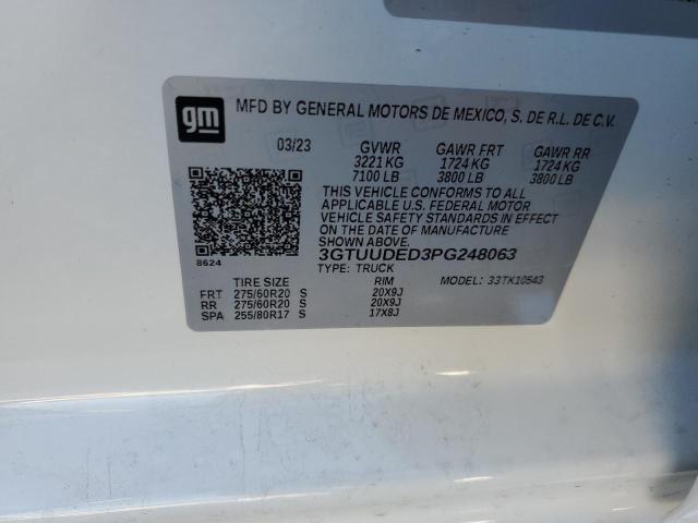 3GTUUDED3PG248063 - 2023 GMC SIERRA K1500 SLT WHITE photo 12