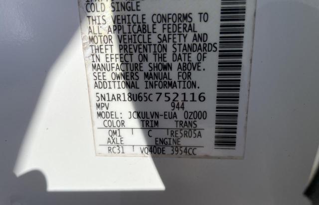 5N1AR18U65C752116 - 2005 NISSAN PATHFINDER LE 白色 照片 10