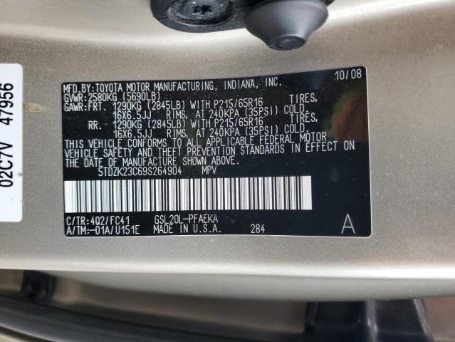 5TDZK23C69S264904 - 2009 TOYOTA SIENNA CE GOLD photo 14