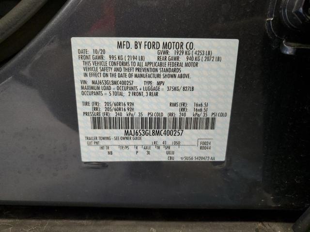 MAJ6S3GL8MC400257 - 2021 FORD ECOSPORT SE GRAY photo 13