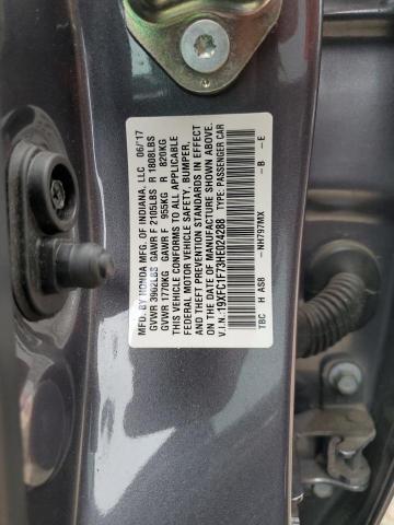 19XFC1F73HE024288 - 2017 HONDA CIVIC EXL ნაცრისფერი ფოტო 12