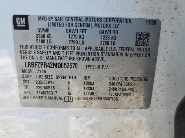 LRBFZPR42MD053570 - 2021 BUICK ENVISION ESSENCE WHITE photo 13