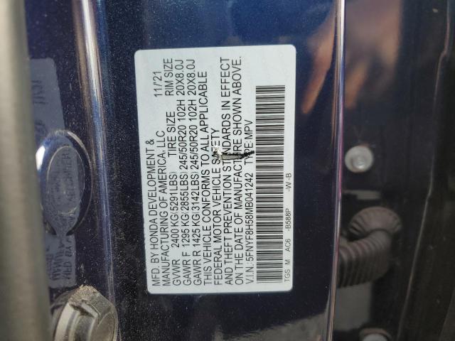 5FNYF8H58MB041242 - 2021 HONDA PASSPORT EXL BLUE photo 13
