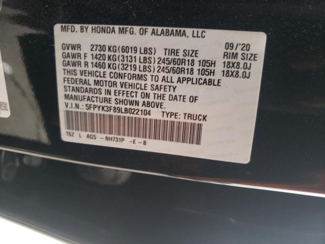 5FPYK3F89LB022104 - 2020 HONDA RIDGELINE BLACK EDITION BLACK photo 13