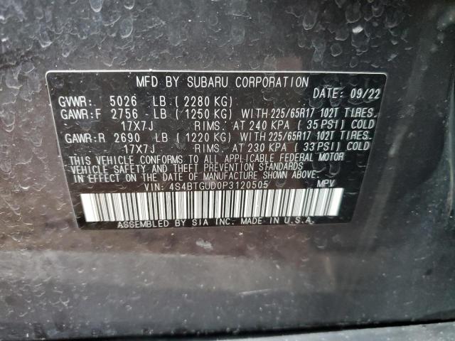 4S4BTGUD0P3120505 - 2023 SUBARU OUTBACK WILDERNESS CHARCOAL photo 13