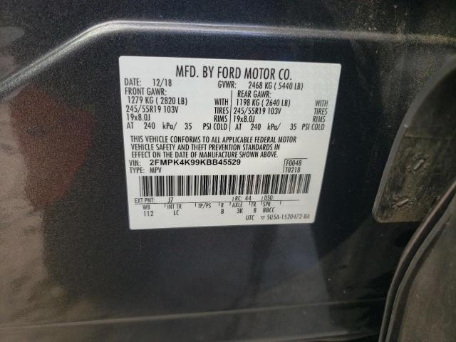 2FMPK4K99KBB45529 - 2019 FORD EDGE TITANIUM GRAY photo 14