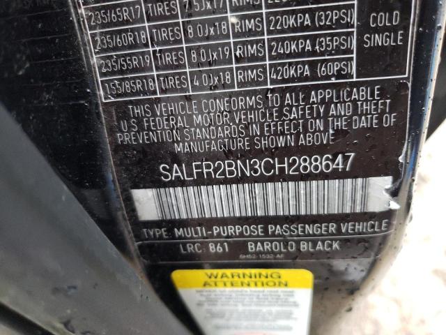 SALFR2BN3CH288647 - 2012 LAND ROVER LR2 HSE BLACK photo 12