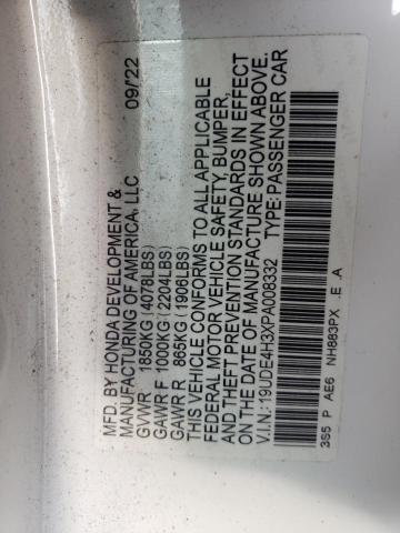 19UDE4H3XPA008332 - 2023 ACURA INTEGRA A-SPEC WHITE photo 12