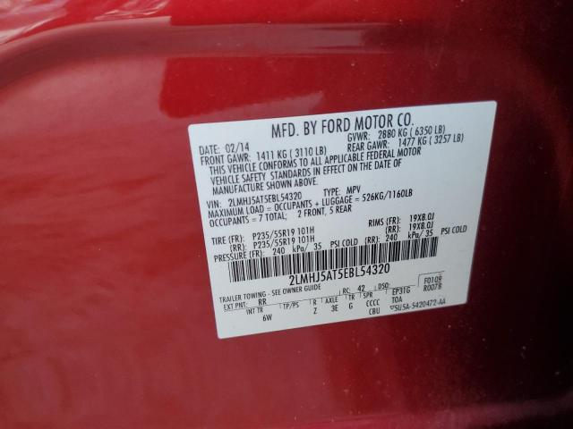 2LMHJ5AT5EBL54320 - 2014 LINCOLN MKT RED photo 13