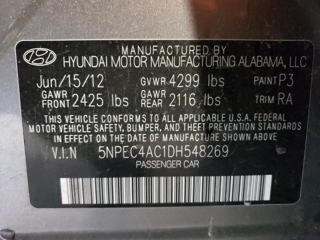 5NPEC4AC1DH548269 - 2013 HYUNDAI SONATA SE GRAY photo 12