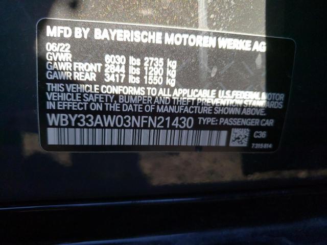 WBY33AW03NFN21430 - 2022 BMW I4 M50 BLACK photo 12