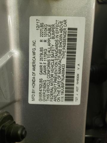 19UUB3F76JA006433 - 2018 ACURA TLX ADVANCE SILVER photo 12