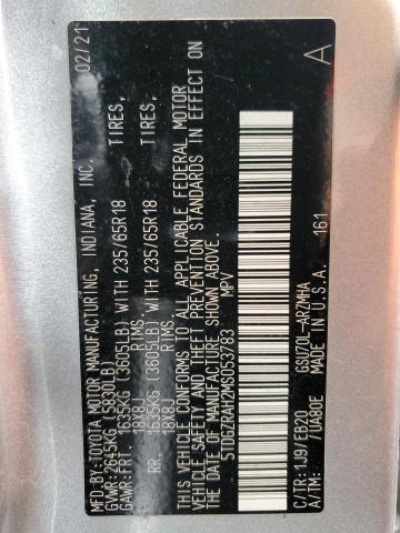 5TDGZRAH2MS053783 - 2021 TOYOTA HIGHLANDER XLE Gümüş foto 14