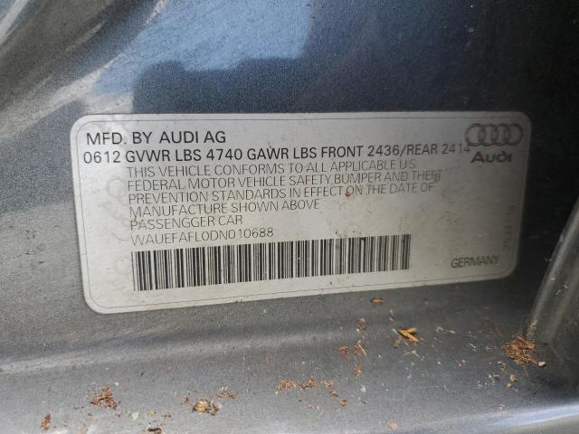 WAUEFAFL0DN010688 - 2013 AUDI A4 PREMIUM PLUS GRAY photo 12