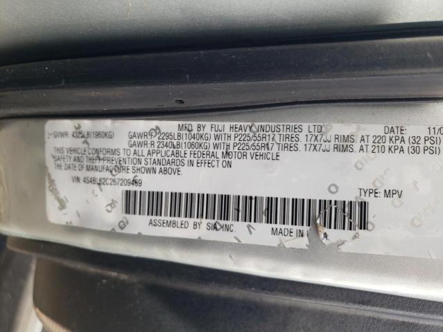 4S4BL62C267209469 - 2006 SUBARU LEGACY OUTBACK 2.5I LIMITED SILVER photo 12