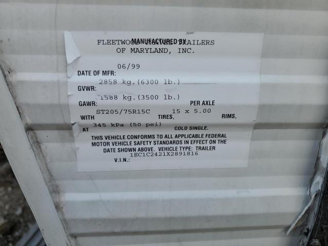 1EC1C2421X2891816 - 1999 HEART LAND PROWLER 白色 照片 10