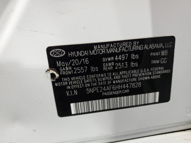 5NPE24AF6HH447828 - 2017 HYUNDAI SONATA SE WHITE photo 12