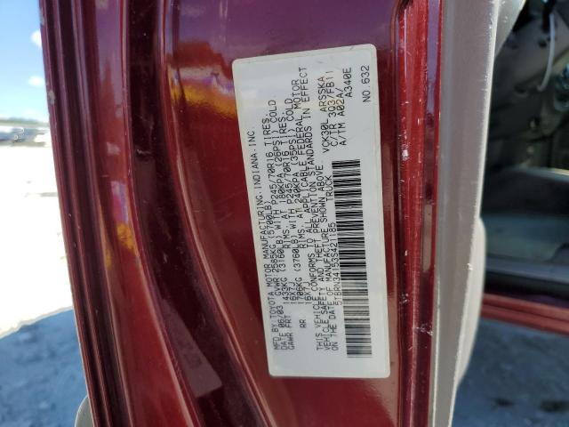 5TBRN34153S421185 - 2003 TOYOTA TUNDRA ACCESS CAB SR5 BURGUNDY photo 12
