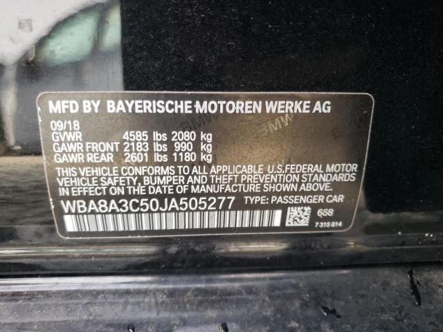 WBA8A3C50JA505277 - 2018 BMW 320 XI BLACK photo 12