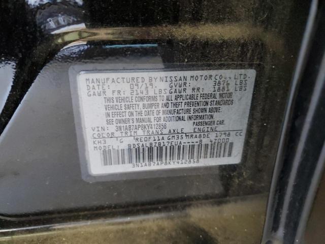 3N1AB7AP8KY412858 - 2019 NISSAN SENTRA S BLACK photo 12