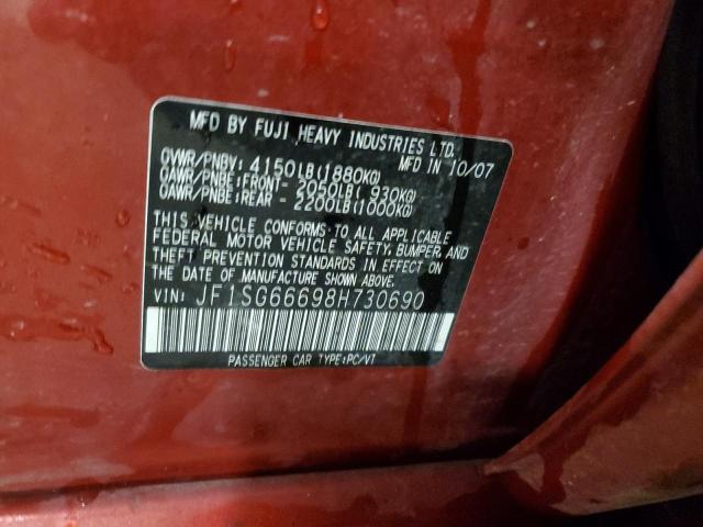 JF1SG66698H730690 - 2008 SUBARU FORESTER SPORTS 2.5X RED photo 13