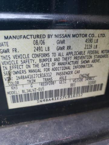 1N4BA41E27C816312 - 2007 NISSAN MAXIMA SE BLACK photo 12