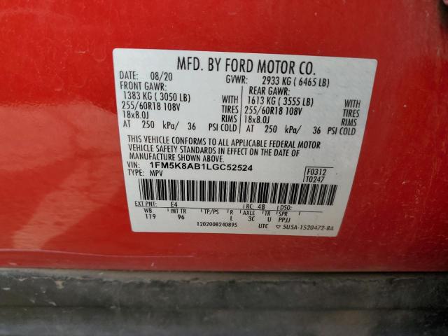 1FM5K8AB1LGC52524 - 2020 FORD EXPLORER POLICE INTERCEPTOR RED photo 13