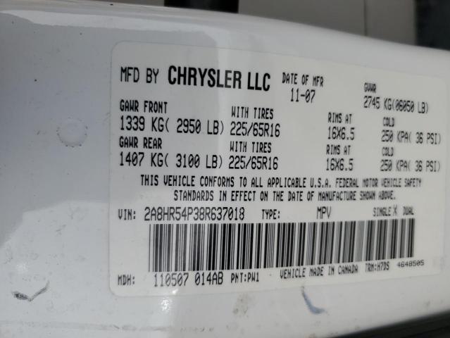 2A8HR54P38R637018 - 2008 CHRYSLER TOWN & COU TOURING 白色 照片 13