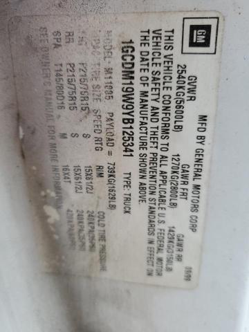 1GCDM19W9YB125341 - 2000 CHEVROLET ASTRO WHITE photo 13