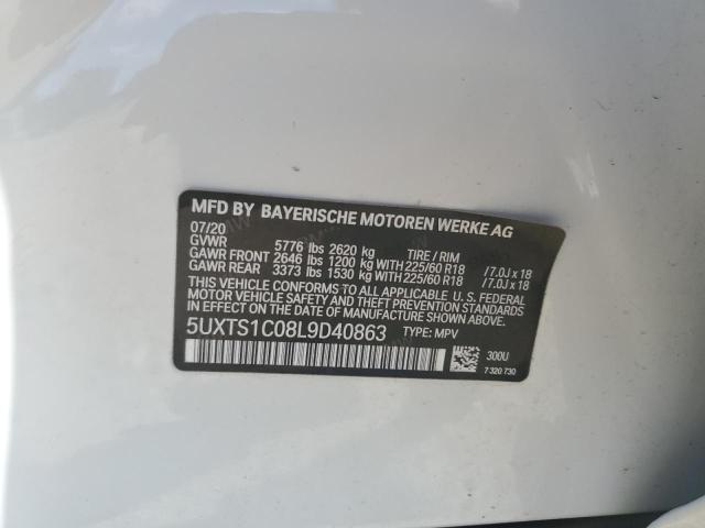 5UXTS1C08L9D40863 - 2020 BMW X3 XDRIVE30E WHITE photo 12