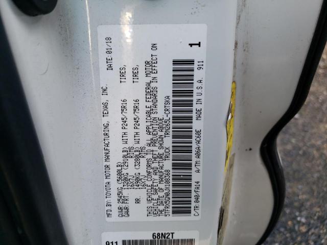 5TFRX5GN0JX108368 - 2018 TOYOTA TACOMA ACCESS CAB თეთრი ფოტო 12