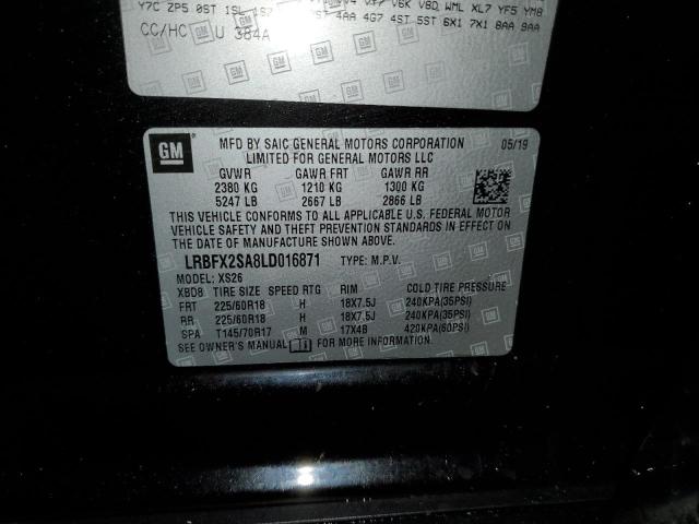 LRBFX2SA8LD016871 - 2020 BUICK ENVISION ESSENCE أسود صورة 13