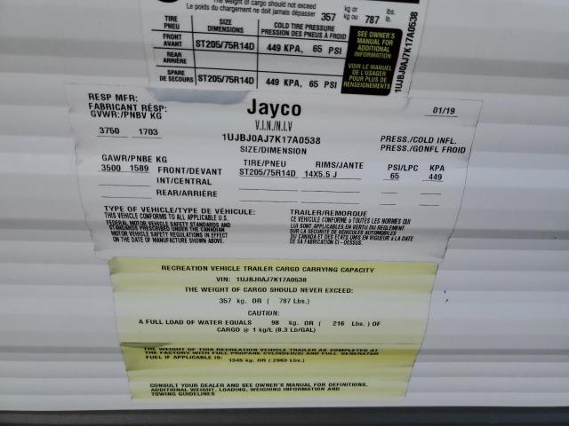 1UJBJ0AJ7K17A0538 - 2019 JAYCO JAYFLIGHT WHITE photo 10