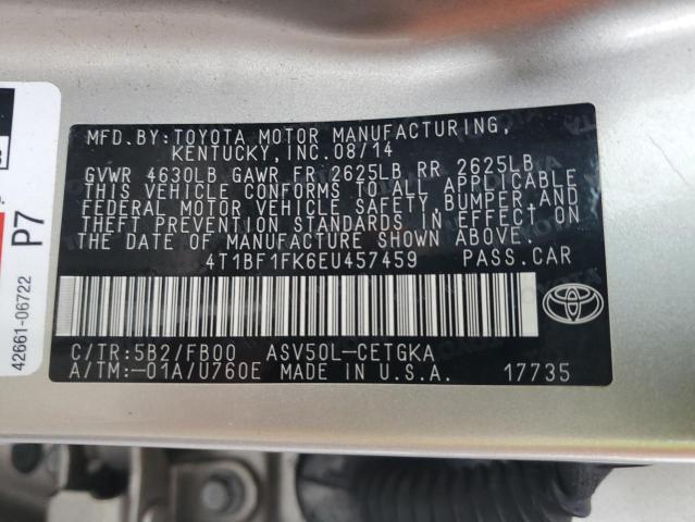 4T1BF1FK6EU457459 - 2014 TOYOTA CAMRY L GOLD photo 12