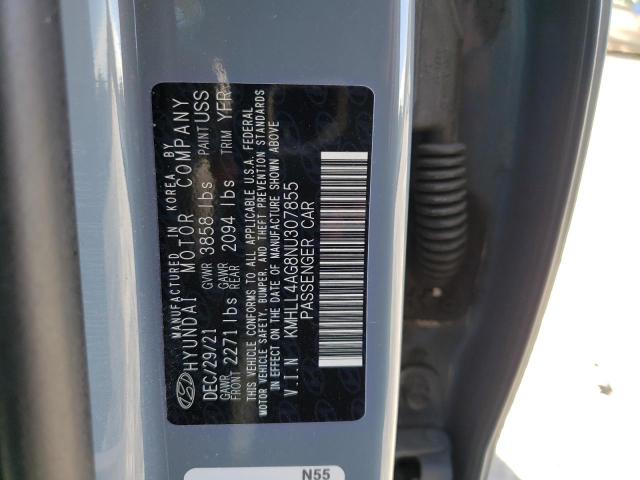 KMHLL4AG8NU307855 - 2022 HYUNDAI ELANTRA SE GRAY photo 12