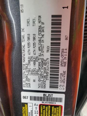 5TFRM5F18JX132179 - 2018 TOYOTA TUNDRA DOUBLE CAB SR/SR5 CHARCOAL photo 12