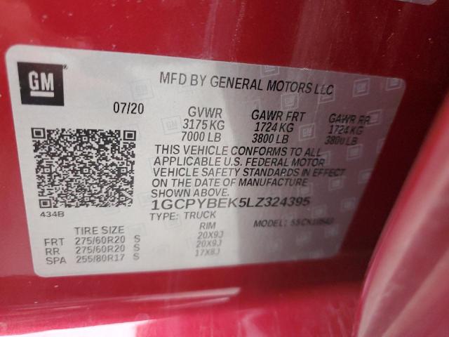 1GCPYBEK5LZ324395 - 2020 CHEVROLET SILVERADO K1500 CUSTOM RED photo 13