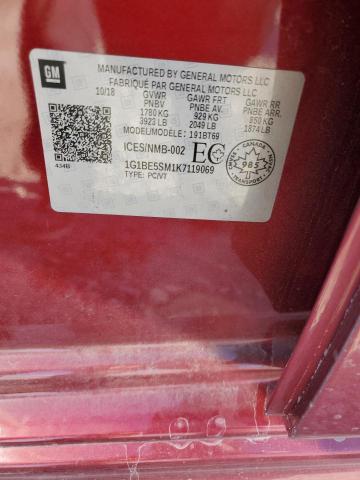 1G1BE5SM1K7119069 - 2019 CHEVROLET CRUZE LT 红色 照片 12