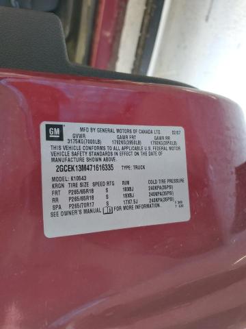 2GCEK13M471616335 - 2007 CHEVROLET SILVERADO K1500 CREW CAB RED photo 12