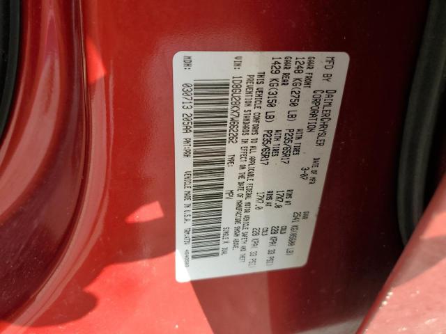 1D8GU28KX7W662262 - 2007 DODGE NITRO SXT RED photo 12