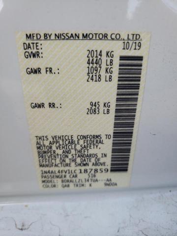 1N4AL4FV1LC187859 - 2020 NISSAN ALTIMA PLATINUM WHITE photo 12