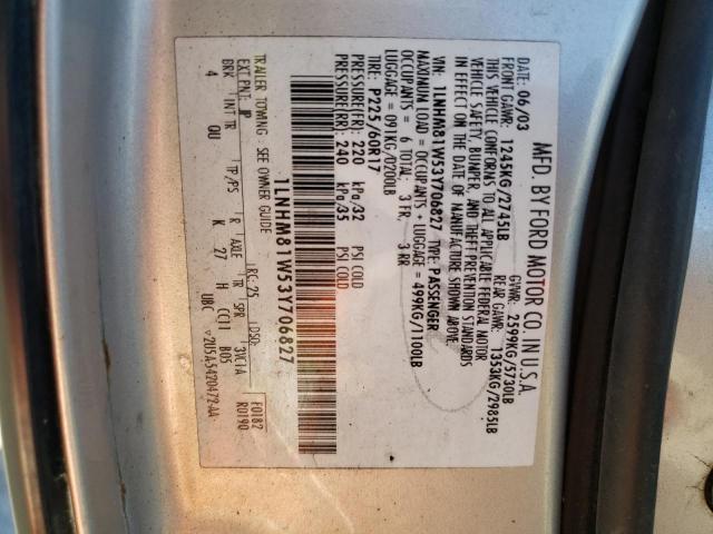 1LNHM81W53Y706827 - 2003 LINCOLN TOWN CAR EXECUTIVE SILVER photo 12