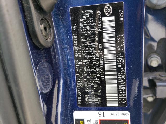 4T1BK1EB9DU042163 - 2013 TOYOTA AVALON BASE 蓝色 照片 12